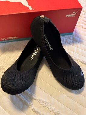Puma Women's Black Knit SoftFoam+ Ballet Flats Size 7.5